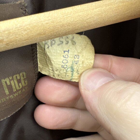 Vintage Rice Men 42 Brown Cabretta Leather 70s Jacket Coat Lined Sheepskin - Picture 11 of 12